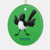 Australischer Willie Wagtail Cartoon personalisier Keramik Ornament (Links)
