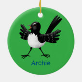 Australischer Willie Wagtail Cartoon personalisier Keramik Ornament (Hinten)