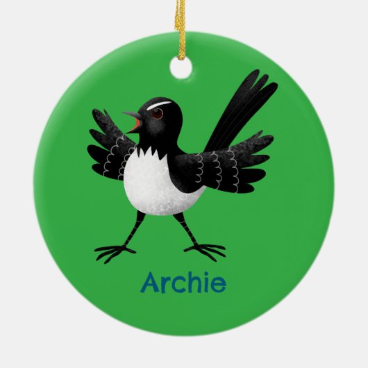Australischer Willie Wagtail Cartoon personalisier Keramik Ornament (Hinten)