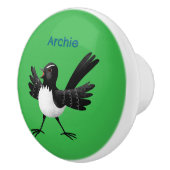 Australischer Willie Wagtail Cartoon personalisier Keramikknauf (Rechts)