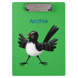 Australischer Willie Wagtail Cartoon personalisier Klemmbrett