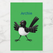 Australischer Willie Wagtail Cartoon personalisier Lebensmitteletikett (Einzelnes Label)