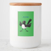 Australischer Willie Wagtail Cartoon personalisier Lebensmitteletikett (Vorderseite)