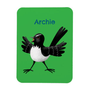 Australischer Willie Wagtail Cartoon personalisier Magnet