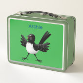 Australischer Willie Wagtail Cartoon personalisier Metall Brotdose (Rückseite)