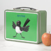 Australischer Willie Wagtail Cartoon personalisier Metall Brotdose (Beispiel)