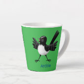 Australischer Willie Wagtail Cartoon personalisier Milchtasse (Rechte Ecke)