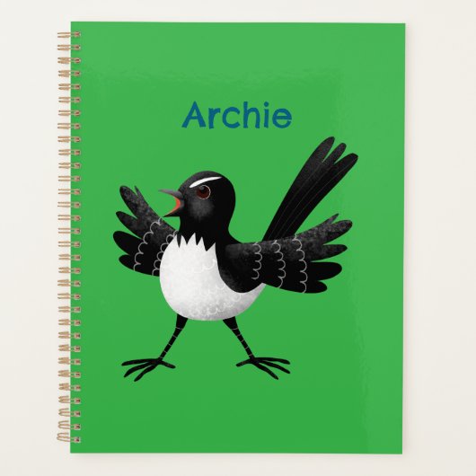 Australischer Willie Wagtail Cartoon personalisier Planer (Vorderseite)