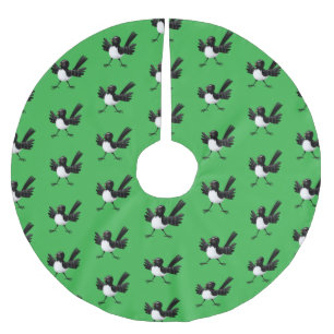 Australischer Willie Wagtail Cartoon personalisier Polyester Weihnachtsbaumdecke