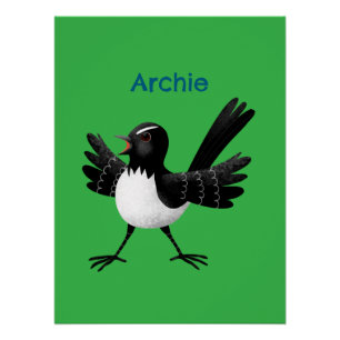 Australischer Willie Wagtail Cartoon personalisier Poster