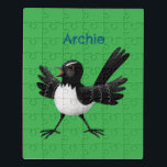 Australischer Willie Wagtail Cartoon personalisier Puzzle<br><div class="desc">Ein niedlicher australischer Willie Wagtail,  der bereit ist,  die Welt zu übernehmen. Gezeichnet in lustigen Cartoon Illustrationsstil.</div>