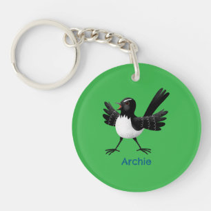 Australischer Willie Wagtail Cartoon personalisier Schlüsselanhänger