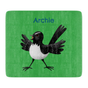 Australischer Willie Wagtail Cartoon personalisier Schneidebrett