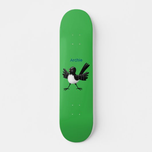 Australischer Willie Wagtail Cartoon personalisier Skateboard (Vorne)