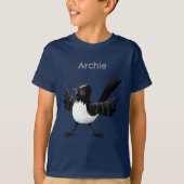 Australischer Willie Wagtail Cartoon personalisier T-Shirt (Vorderseite)
