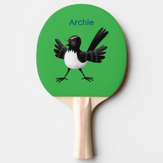 Australischer Willie Wagtail Cartoon personalisier Tischtennis Schläger (Rückseite)