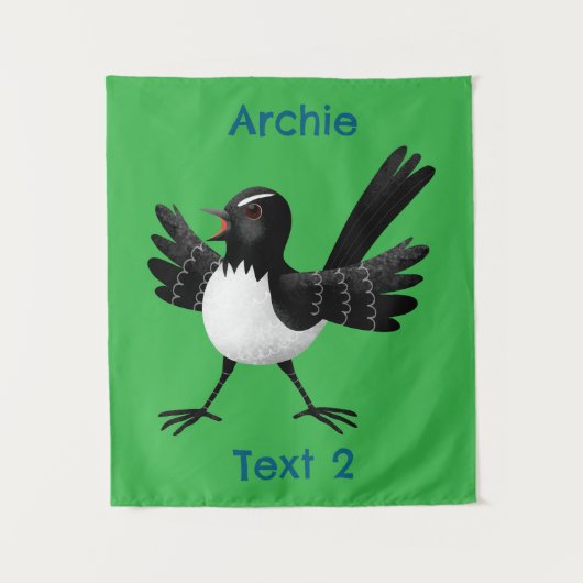 Australischer Willie Wagtail Cartoon personalisier Wandteppich (Vorderseite)