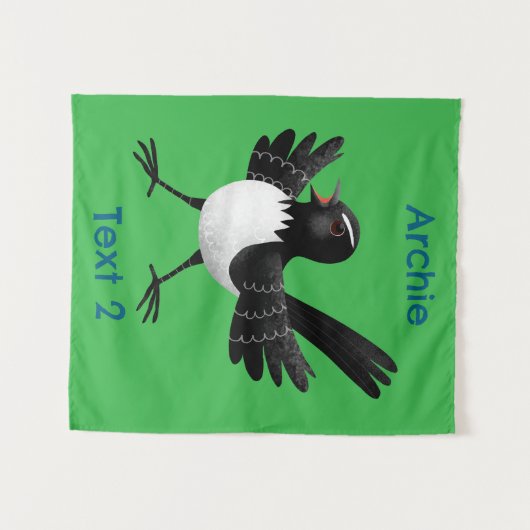 Australischer Willie Wagtail Cartoon personalisier Wandteppich (Vorderseite (Horizontal))