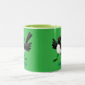 Australischer Willie Wagtail Cartoon personalisier Zweifarbige Tasse (Mittel)