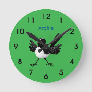 Australischer Willie Wagtail Cartoon Runde Wanduhr
