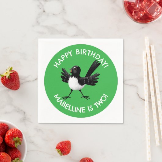 Australischer Willie Wagtail Cartoon Serviette (Beispiel)