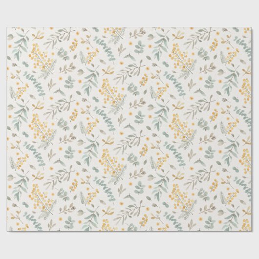 Australischer Zweigeukalyptus des gelben Aquarells Geschenkpapier (Flach)