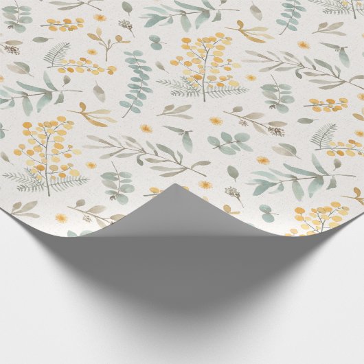 Australischer Zweigeukalyptus des gelben Aquarells Geschenkpapier (Ecke)