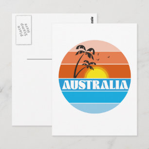 Australisches 80er Sonnenuntergang Retro-Logo Postkarte