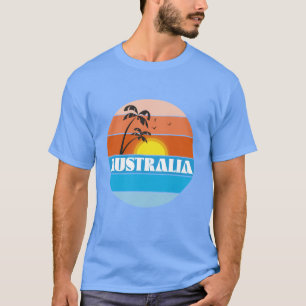 Australisches 80er Sonnenuntergangs-Retro-Logo T-Shirt
