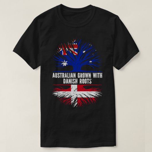 Australisches Anbau mit dänischer Roots Australien T-Shirt (Design vorne)