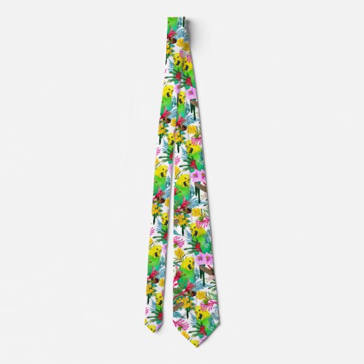 Australisches Budgerigar-Wildblume-Muster Krawatte (Rückseite)
