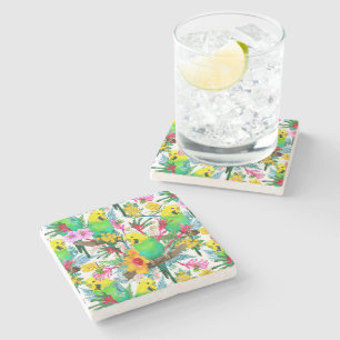 Australisches Budgerigar-Wildblume-Muster Steinuntersetzer