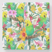 Australisches Budgerigar-Wildblume-Muster Steinuntersetzer (Vorderseite)