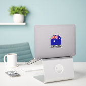 Australisches FlaggenEmblem gestört Vintag Aufkleber (Laptop auf Schreibtisch)