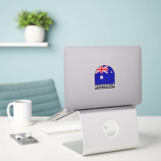 Australisches FlaggenEmblem gestört Vintag Aufkleber (Laptop auf Schreibtisch)