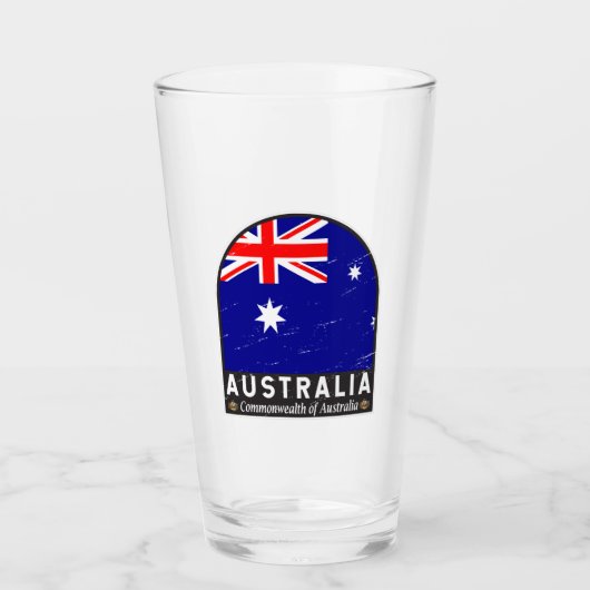 Australisches FlaggenEmblem gestört Vintag Glas (Vorderseite)