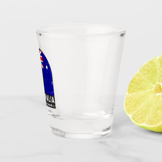 Australisches FlaggenEmblem gestört Vintag Schnapsglas (Rechts)