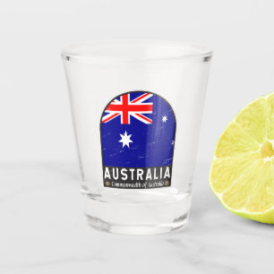 Australisches FlaggenEmblem gestört Vintag Schnapsglas
