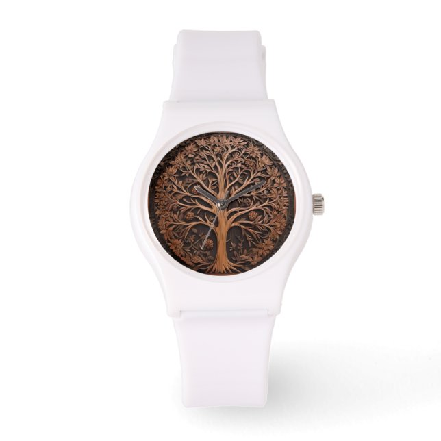 Australisches Holz: 3D Warah Tree Wood Print, Armbanduhr (Vorderseite)