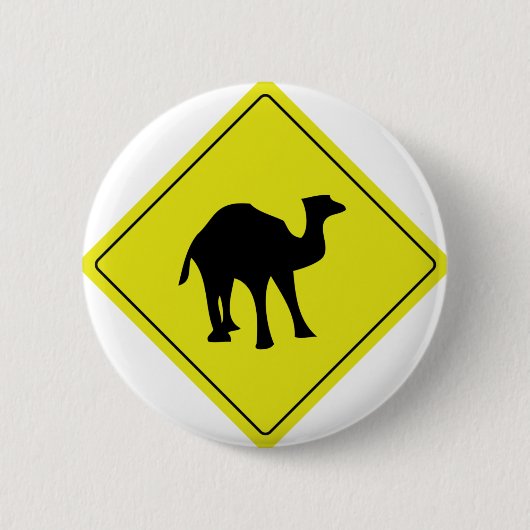 australisches Kamel-Straßenschildgelb Button (Vorderseite)