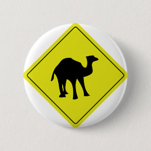 australisches Kamel-Straßenschildgelb Button