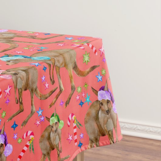 Australisches Kangaroo Weihnachtsrosa Tischdecke (Beispiel)