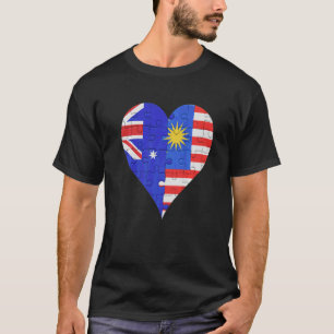 Australisches malaysisches Flaggenherz T-Shirt