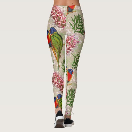 Australisches Regenbogen Lorikeet Muster Leggings (Rückseite)