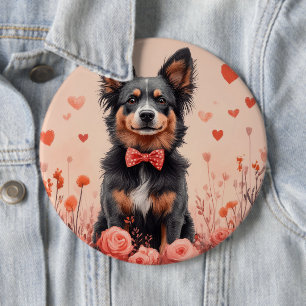 Australisches Rind mit Rosen - Valentinstag Button