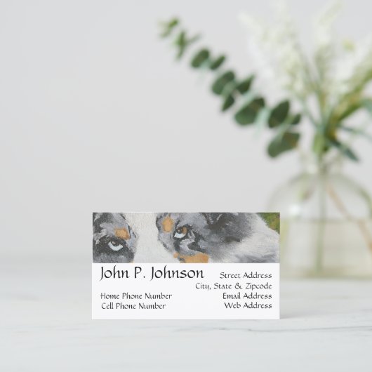 Australisches Schäfer ~ blaues Merle Porträt Visitenkarte (Stehend Vorderseite)