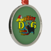 Australisches Shepherd-Agility Silbernes Ornament (Rechts)