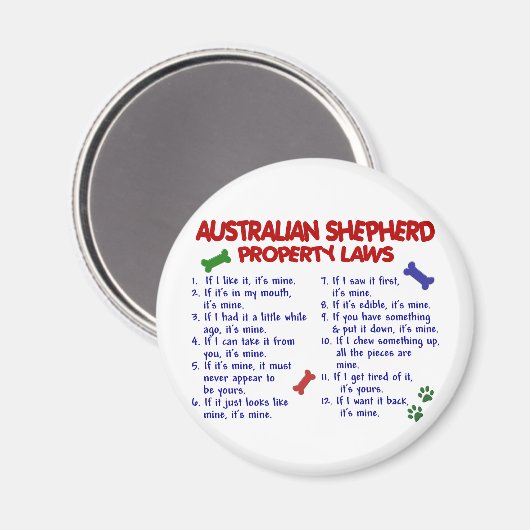 AUSTRALISCHES SHEPHERD-Eigentumsrecht 2 Magnet (Vorderseite/Rückseite)