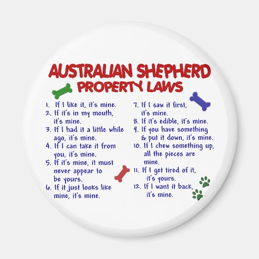 AUSTRALISCHES SHEPHERD-Eigentumsrecht 2 Magnet (Vorne)