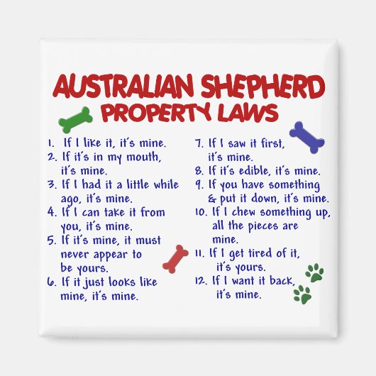 AUSTRALISCHES SHEPHERD-Eigentumsrecht 2 Magnet (Vorne)